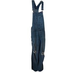 Gap‎ Denim Overalls Women's M Boho Western Distressed Grunge Festival Country